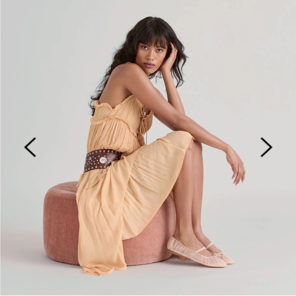 Dolce Vita Raeven Praline Tulle Neutral Nude Beige Mesh Square Toe Ballet Flats - Picture 15 of 16